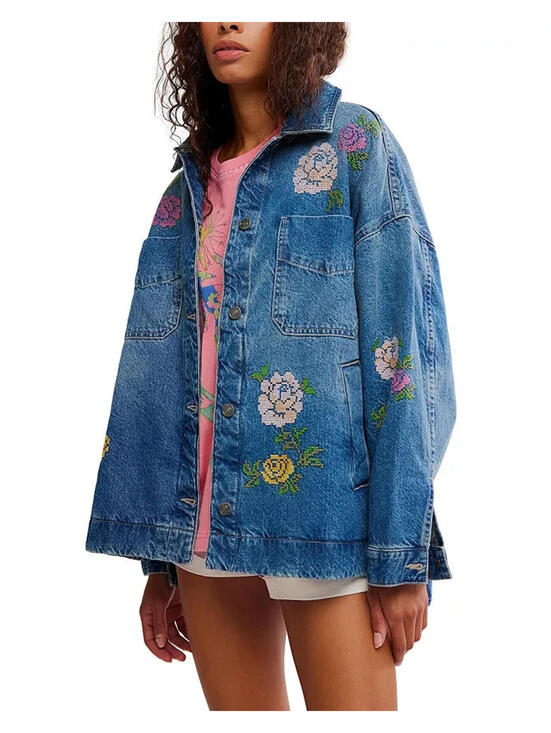 Free People Jackets & Blazers - NEW, Free people Madison City Embroidered Jacket in Cowboy Sz S #SJ2338